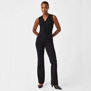 SPANX Black Sleeveless Tailored V-Neck Jumpsuit